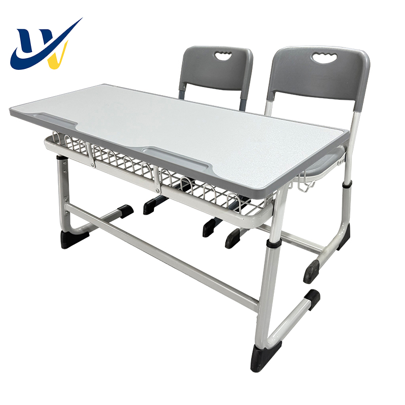 Double student desk and chair set