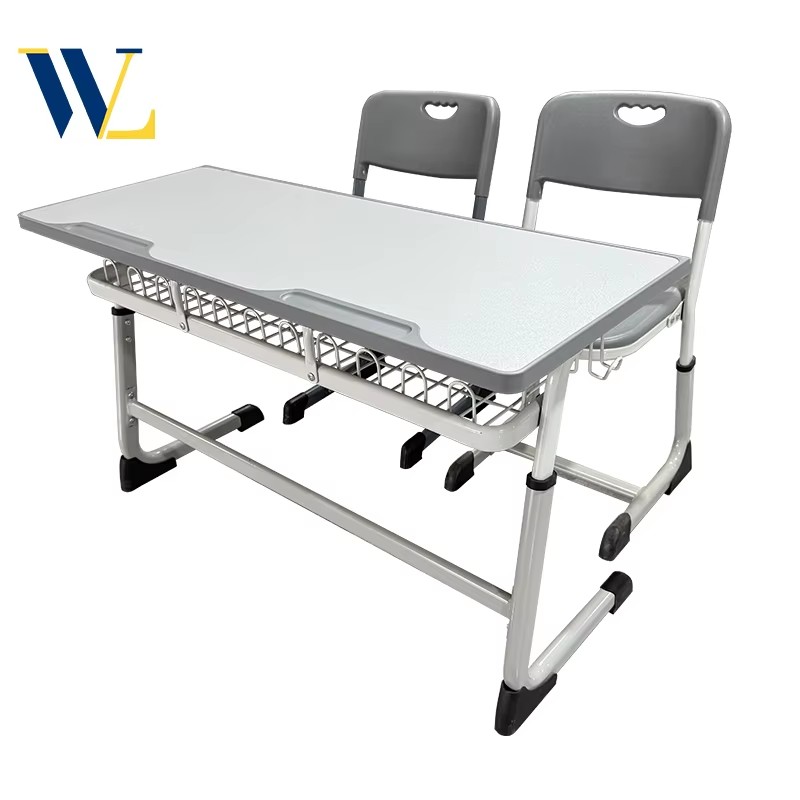 Double student desk and chair set